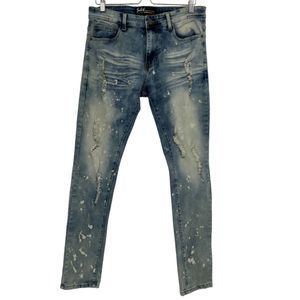 Switch jeans 32 x 32 mens distressed stone washed bleached skinny slim denim
